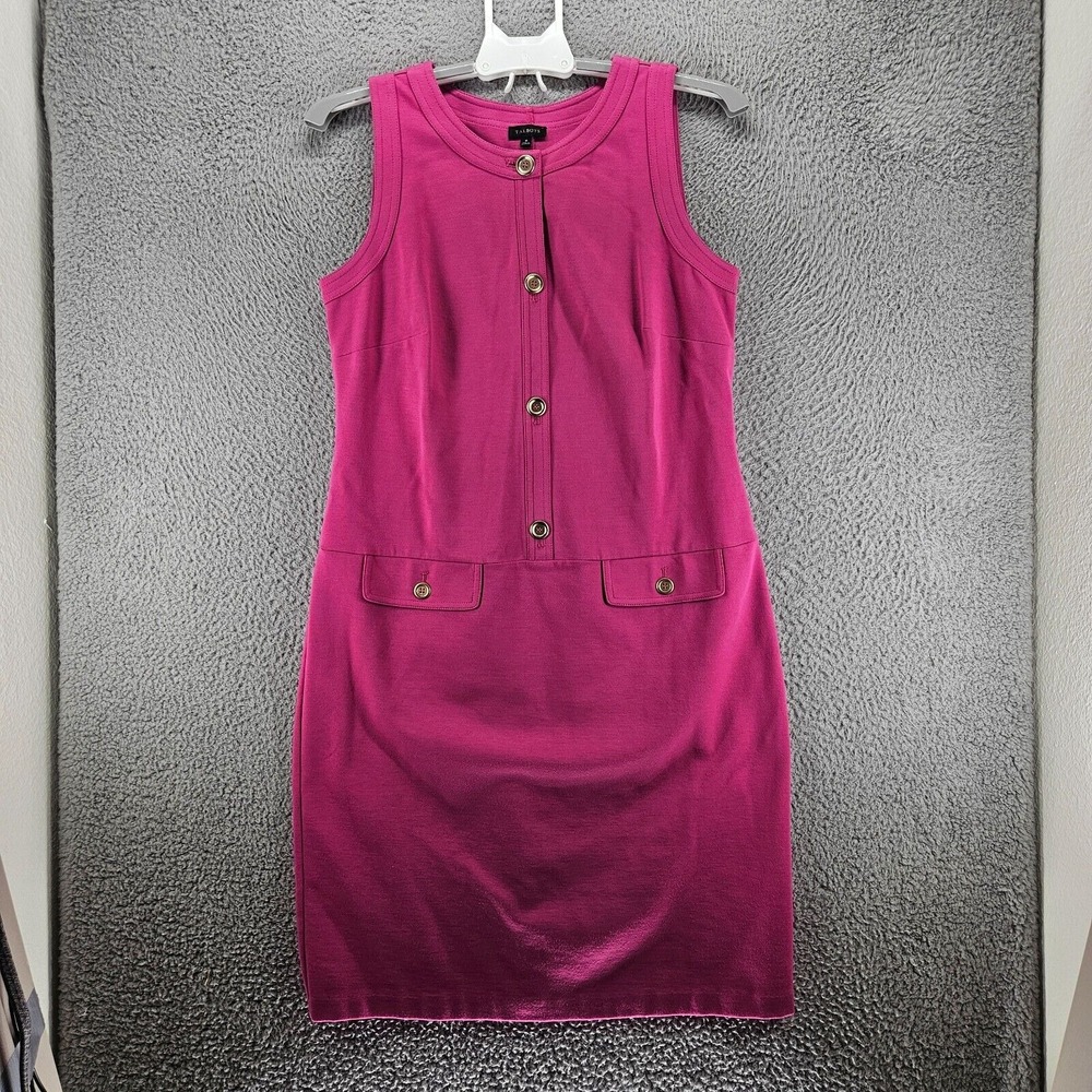 Talbots‎ Dress Size 8 Sleeveless Gold Button Stretch Casual Work Career - Sz 8